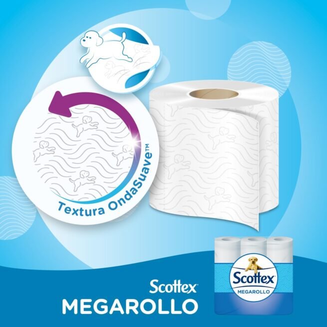 Papel higiénico Scottex Megarollo (rollo doble) 48 rollos = 96 rollos regulares